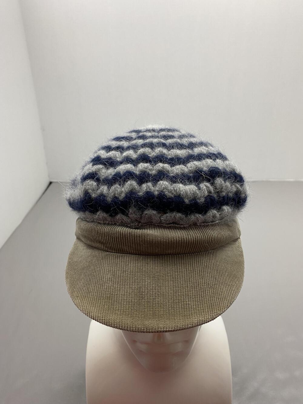 Chevignon Hat Cap Fitted One Size Gray Wool Cotton Newsboy Cap Stretch Mens